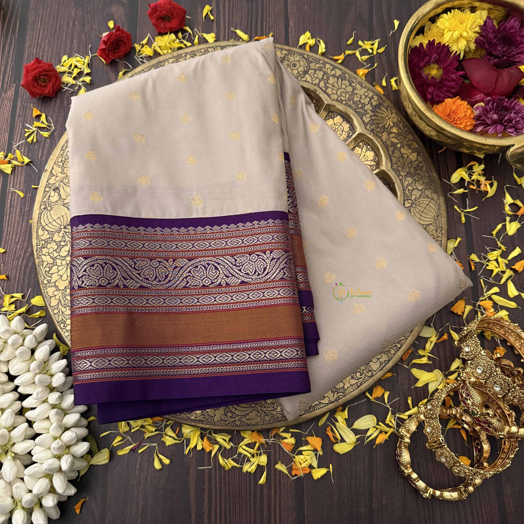 Vriksham Beige Elegance With Purple Kanchi Silk Saree-VS4758