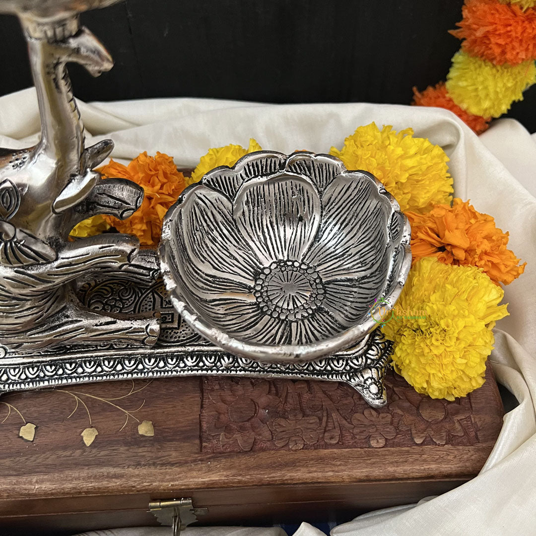 Vriksham Oxidized Elephant Holding Traditional Bowls for Varalakshmi Pooja Decor and Gifts-RG249