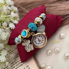 Vriksham Pandora Moments Style Charm Bracelet Watch-Blue-G21967