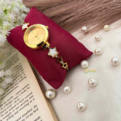 Vriksham Celestial Gold Charm Celestial  & Gold Charm Inlay & Hollow Star Link Bracelet Watch-G21980