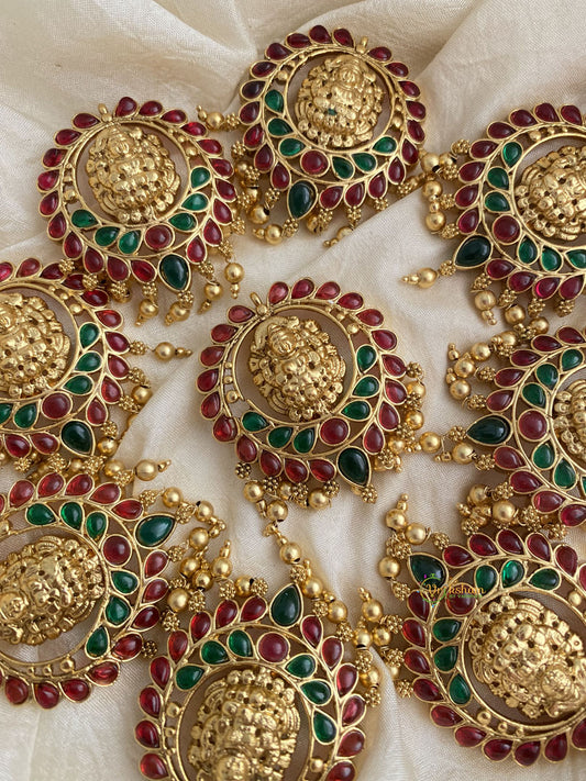 Gold Alike Traditional Lakshmi Jada Billai - Red & Green - G11444