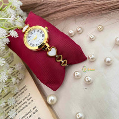 Vriksham Golden Heart Link Bracelet Watch-G21982
