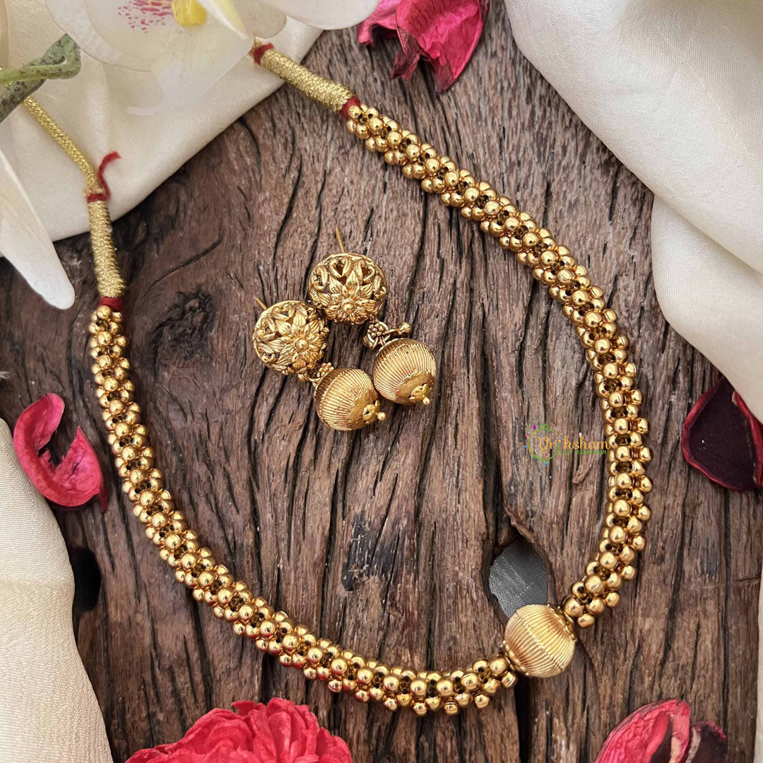 Vriksham Elegant Kanthi Gold Look  Ball Pendant Thushi Neckpiece-G20670