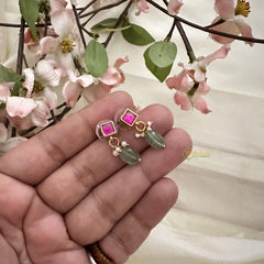 Simple Jadau Kundan Stud-Red-J2564