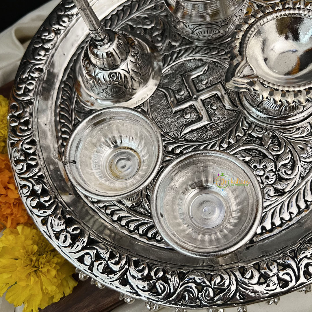 Vriksham Oxidized Traditional Pooja Thali | Pooja Decor and Gifts-RG252