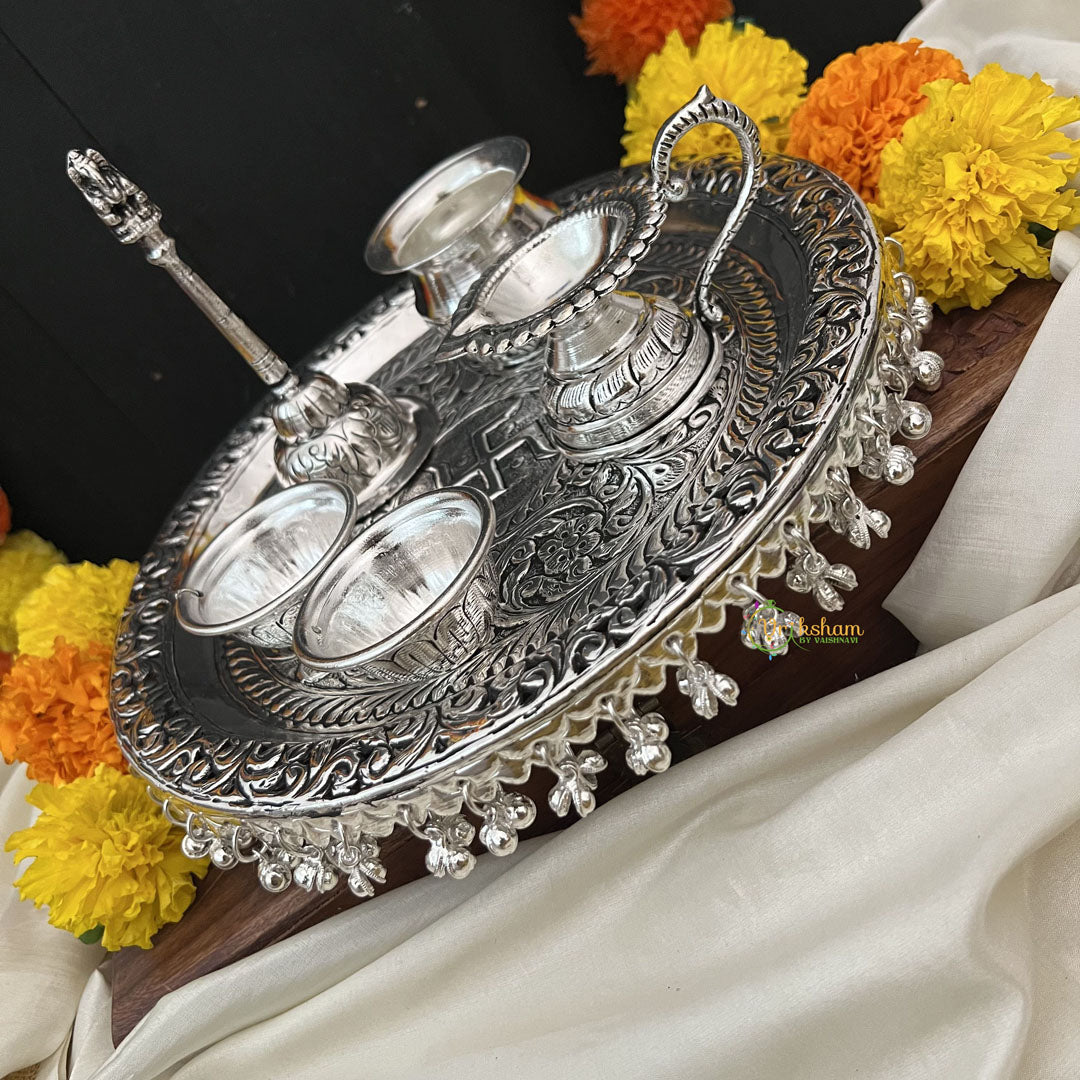 Vriksham Oxidized Traditional Pooja Thali | Pooja Decor and Gifts-RG252