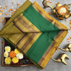 Light henna Green Kanchi Cotton Saree- Handloom -VS1823