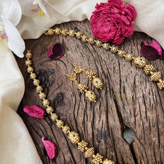 Vriksham Regal Antique Gold Beaded Neckpiece-Red Green-G20649