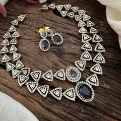 Premium 2 Layer Victorian Diamond Short Neckpiece-Purple-VV1628