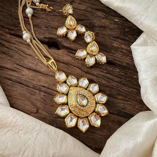 Elegant 2 Layer Kundan Pendant Chain -Tear Drop-G14209