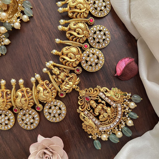 Vriksham Exquisite Kundan Dual Peacock With Lakshmi Neckpiece-White-J2999