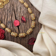 Vriksham Traditional Bridal Gold Ruby-Inspired Beaded Neckpiece–G20652