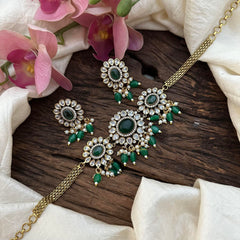 Green Victorian Diamond Floral Choker- Beads-VV1620