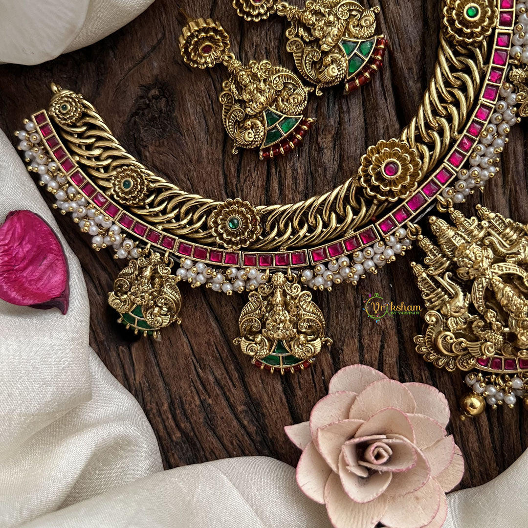 Vriksham Exquisite Kundan Jadau Jalebi Style Lakshmi Neckpiece-J3000