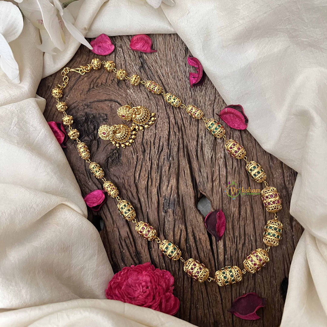 Vriksham Traditional Bridal Gold Ruby-Emerald Inspired Beaded Neckpiece–G20653