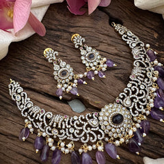 Purple Victorian Diamond High Neck Choker-VV1601