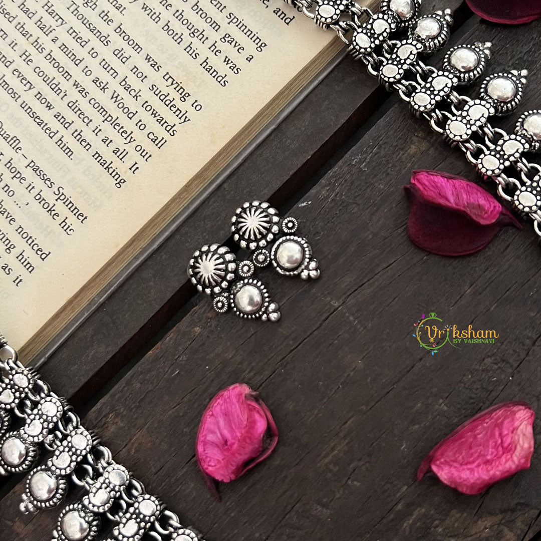 Vriksham Oxidized German Silver Bead Long Haram-S963