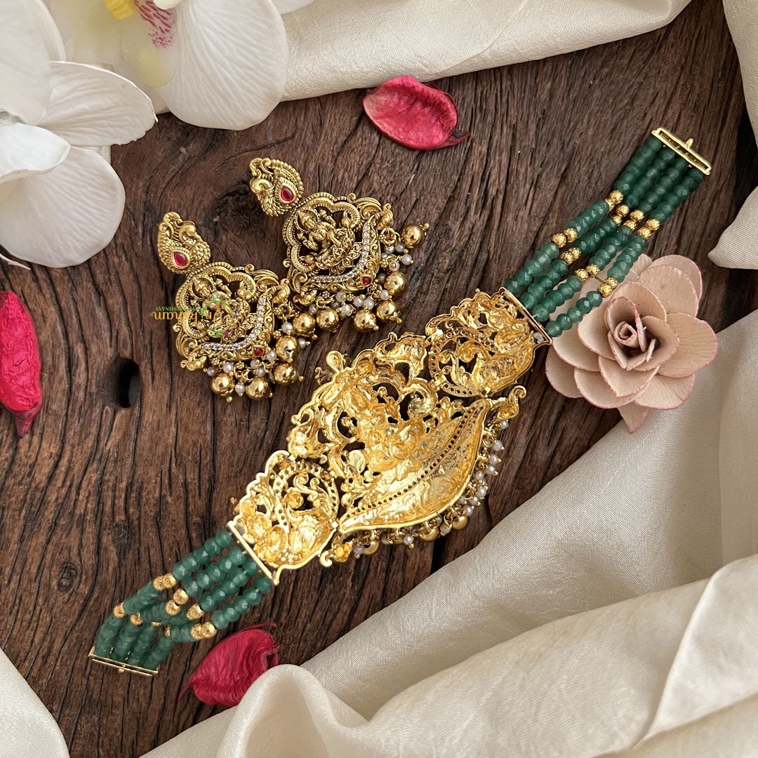 Vriksham Four Layer Jadau Kundan Lakshmi High Neck Choker-Gold Bead-J3001