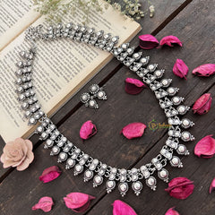Vriksham Oxidized German Silver Bead Long Haram-S963