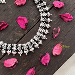 Vriksham Simple Trio Style Oxidized German Silver Long Haram-S962