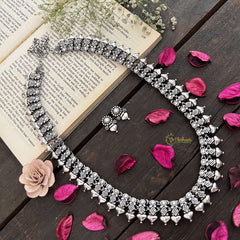 Vriksham Simple Trio Style Oxidized German Silver Long Haram-S962