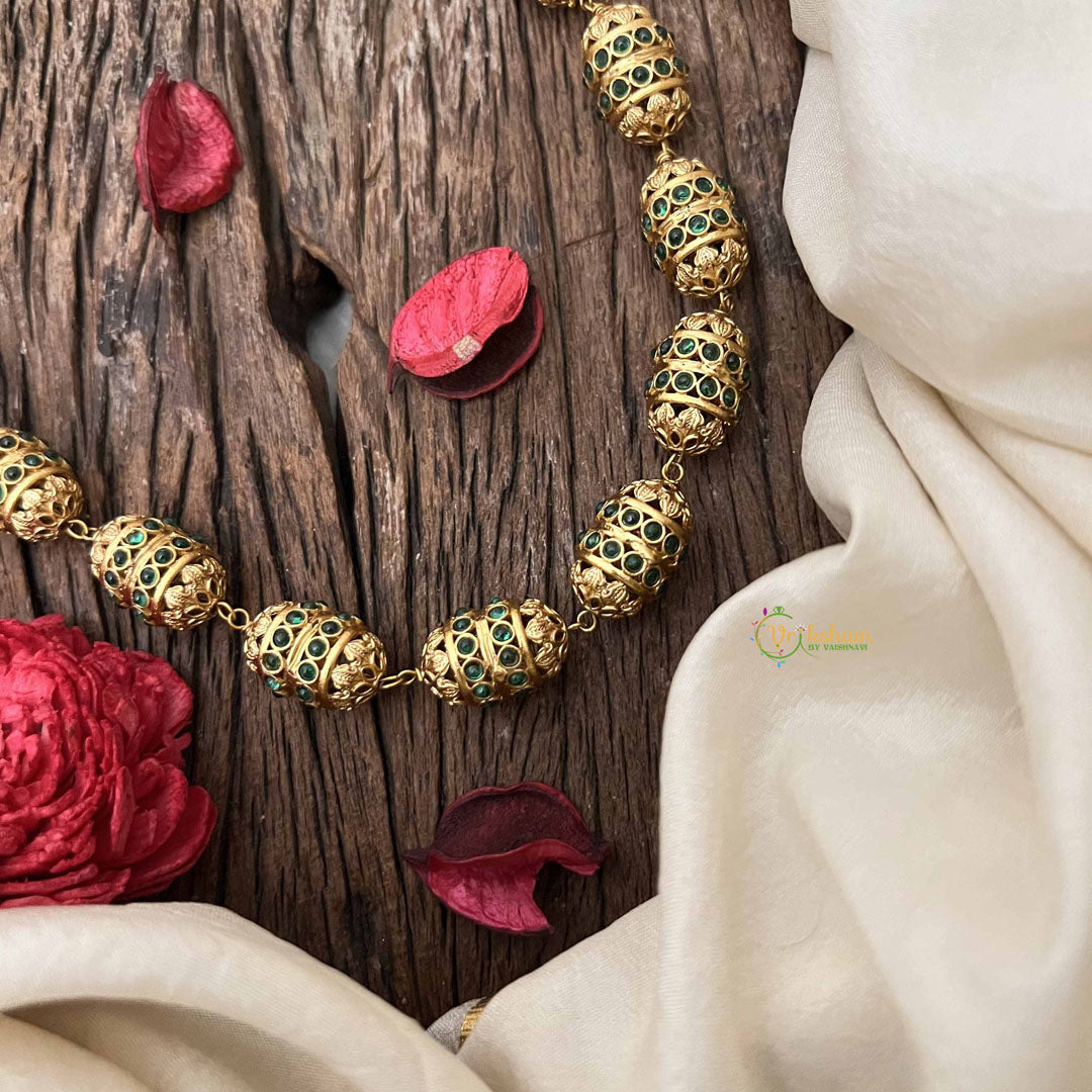 Vriksham Traditional Bridal Gold Emerald Inspired Beaded Neckpiece–G20654