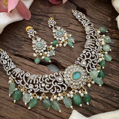 Pastel Green Victorian Diamond High Neck Choker-VV1598