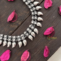 Vriksham Oxidized Silver Mango Motif Oxidized German Silver Long Haram-S965