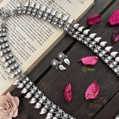 Vriksham Oxidized Silver Mango Motif Oxidized German Silver Long Haram-S965
