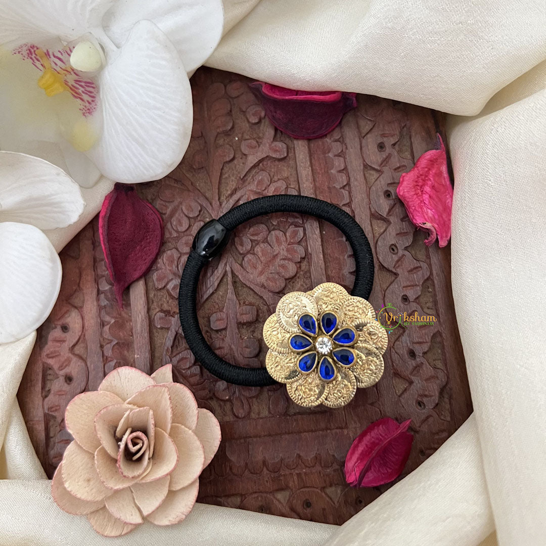 Vriksham Lakshmi Coin Pendant Rubber Band-Blue-H1018