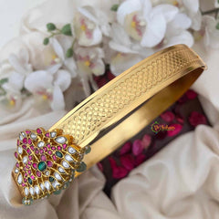 Vriksham Classic Dual Peacock Design Pendant With Plain Hipbelt-Aqua Green Bead-G21367