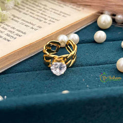 Vriksham Bold Curb Chain Ring with Brilliant Round Crystal Anti Tarnish Finger Ring- G21951