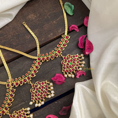 Vriksham Imitation Mango Designs Attgai Kemp Stone Necklace Return Gift-Pearl-RG202