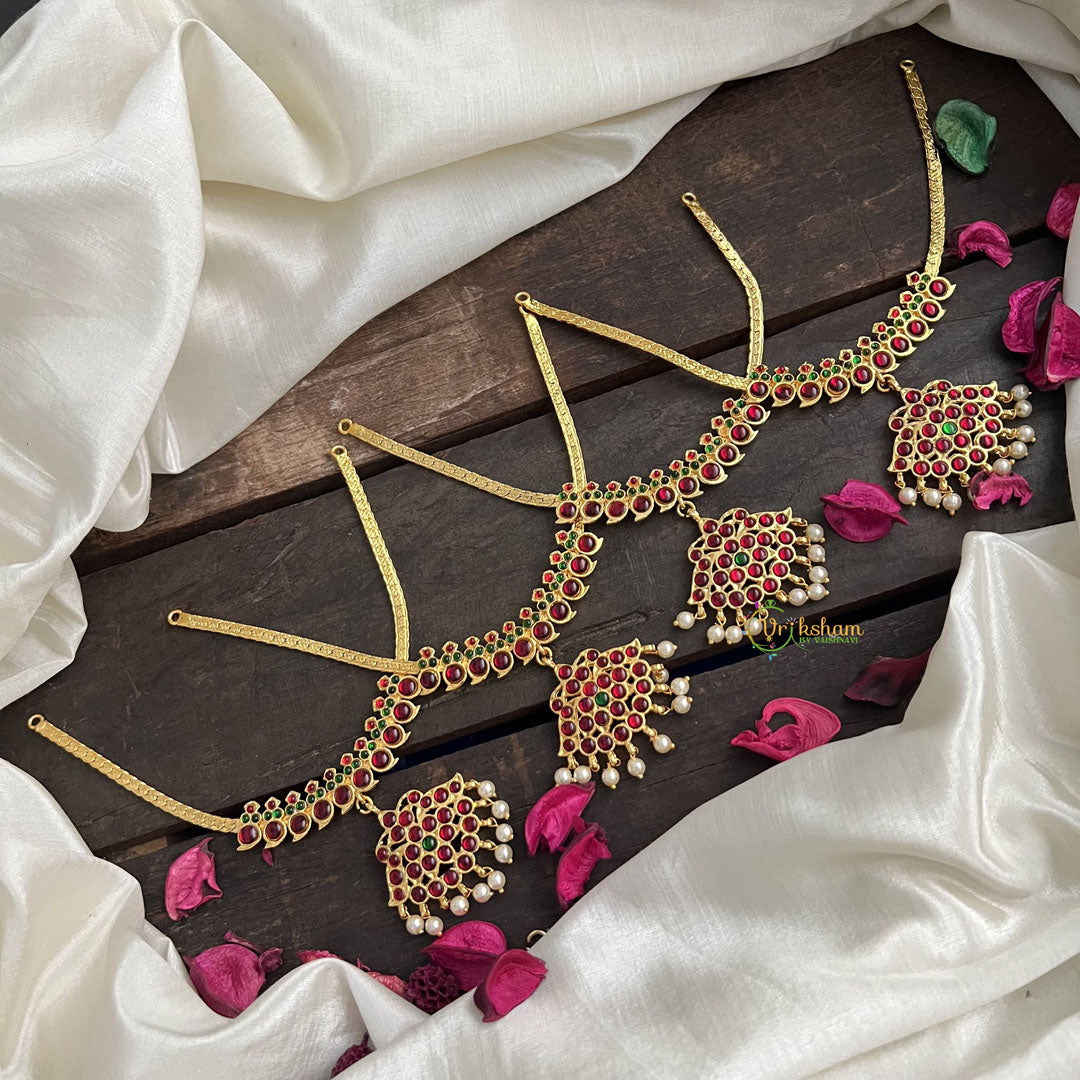 Vriksham Imitation Mango Designs Attgai Kemp Stone Necklace Return Gift-Pearl-RG202