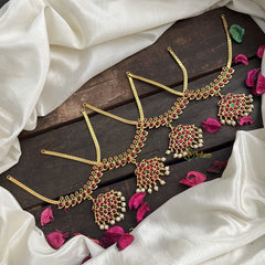 Vriksham Imitation Mango Designs Attgai Kemp Stone Necklace Return Gift-Pearl-RG202