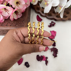 Vriksham Gold Look Alike Daily Wear Curve Design Set Four Bangles-G18033