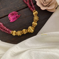 Vriksham Antique Red Layered Bead Mala-G17033