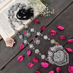 Vriksham Lakshmi Dual Peacock Motif  Detailing With Black Thread Neckpiece-S981