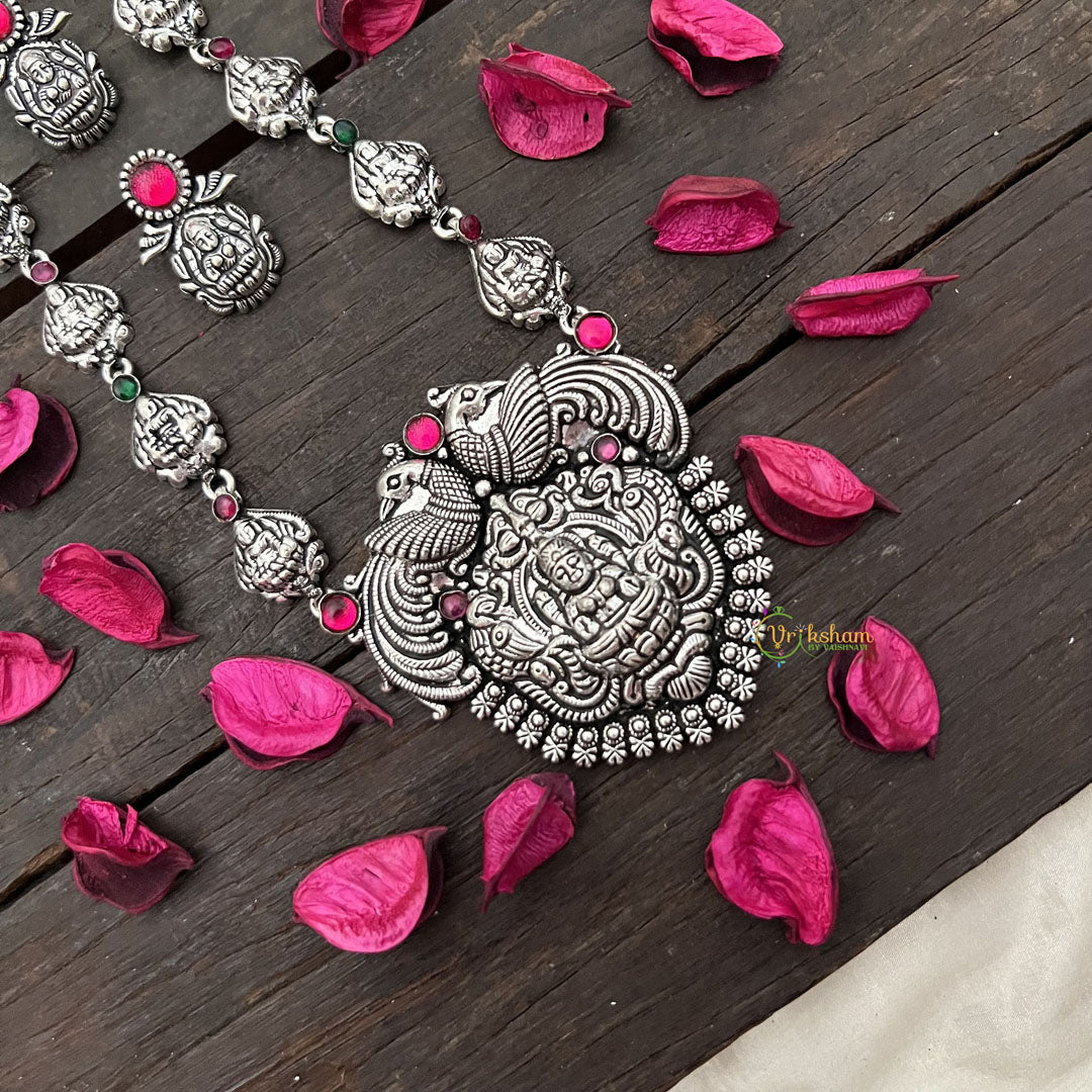 Vriksham Lakshmi Dual Peacock Motif  Detailing With Black Thread Neckpiece-S981