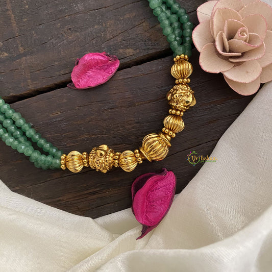 Vriksham Antique Green Layered Bead Mala-G17034