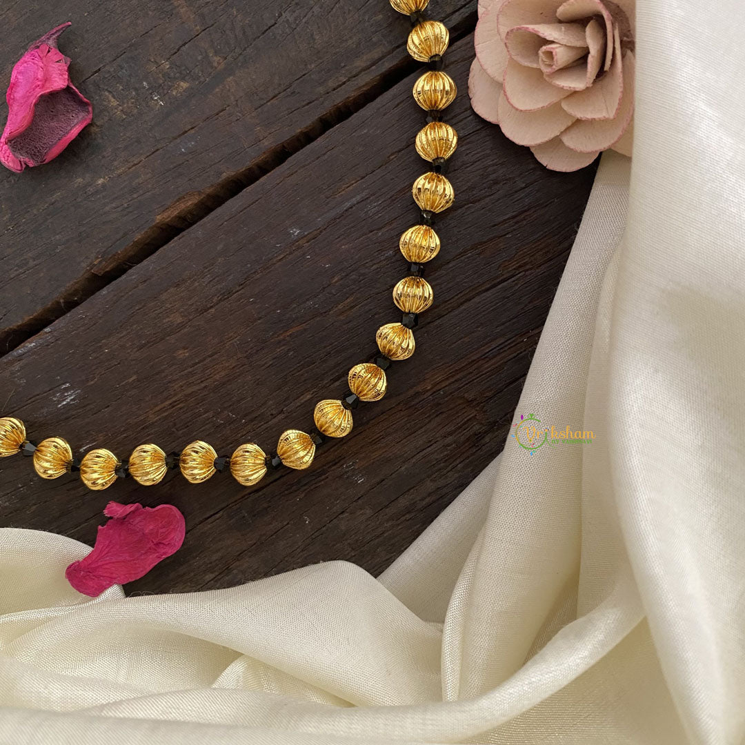 Vriksham Gold Look Alike Beaded Neckpiece with Black Rope-Long-G17047