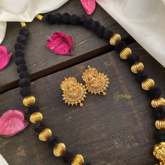 Vriksham AD Stone Lakshmi Beaded Neckpiece-Black Rope-G17040