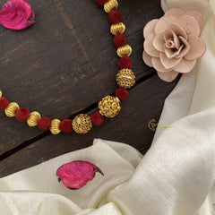 Vriksham Gold Look Alike Beaded Neckpiece with Red Rope-G17048