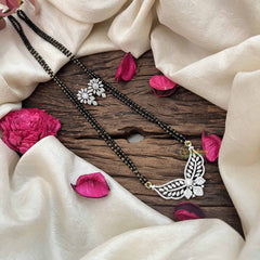 Vriksham Classic Leaf With Floral Sparkling AD Stone Mangalsutra-G20633