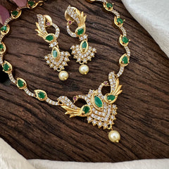 Simple Green AD Stone Mayil Short Neckpiece-G12601