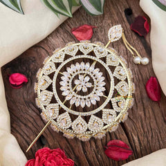 Vriksham Luxury Gold-Plated CZ Stone Studded Hair Bun Cage Accessory-BH1252