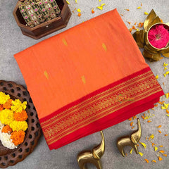 Vriksham  Orange & Red Border With Butta Design Kalyani Cotton Saree-VS4953