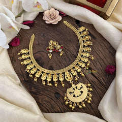 Lakshmi Jadau Kundan Short Neckpiece-Golden Beads-J2469