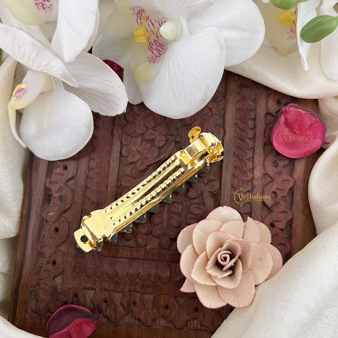 Vriksham White Kundan Hair Clip-Square-H980