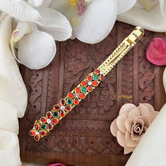 Vriksham Floral Red Green Kundan Hair Clip-H985